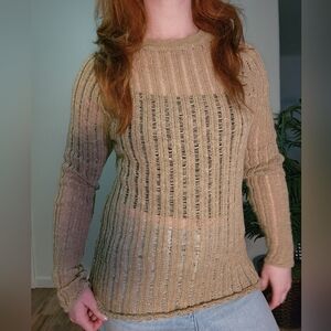 Crochet Longsleeve Sheer Top